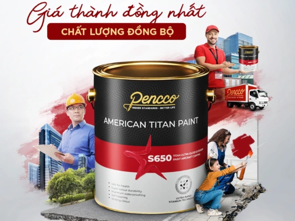 Lợi ích khi trở thành đại lý sơn Pencco, với hình ảnh sản phẩm sơn và logo thương hiệu