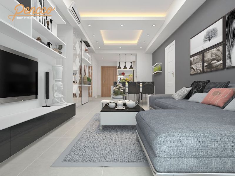 Màu trắng kết hợp hài hòa với xám trung tính