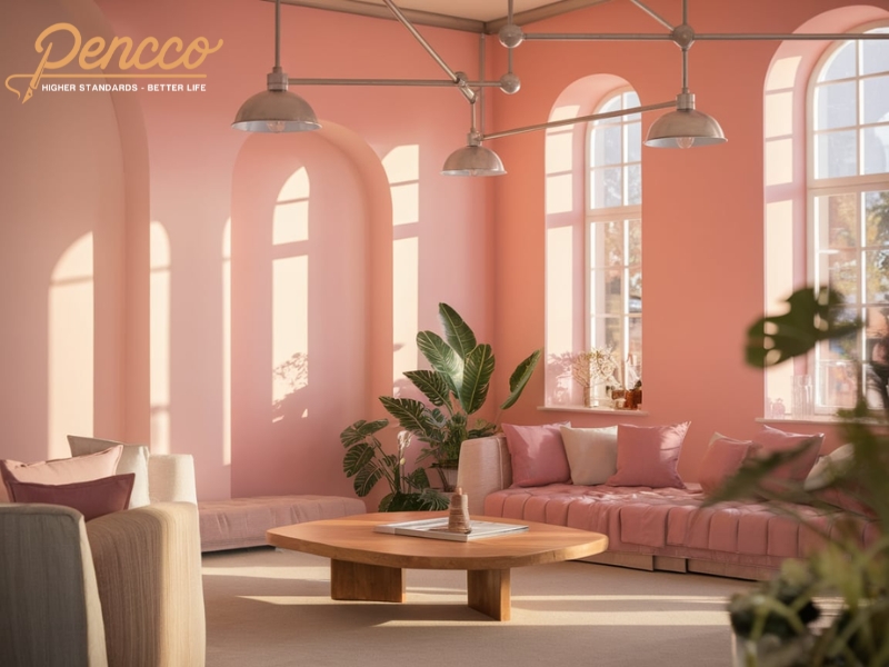 Tường sơn hồng pastel mang đến cảm giác rộng rãi