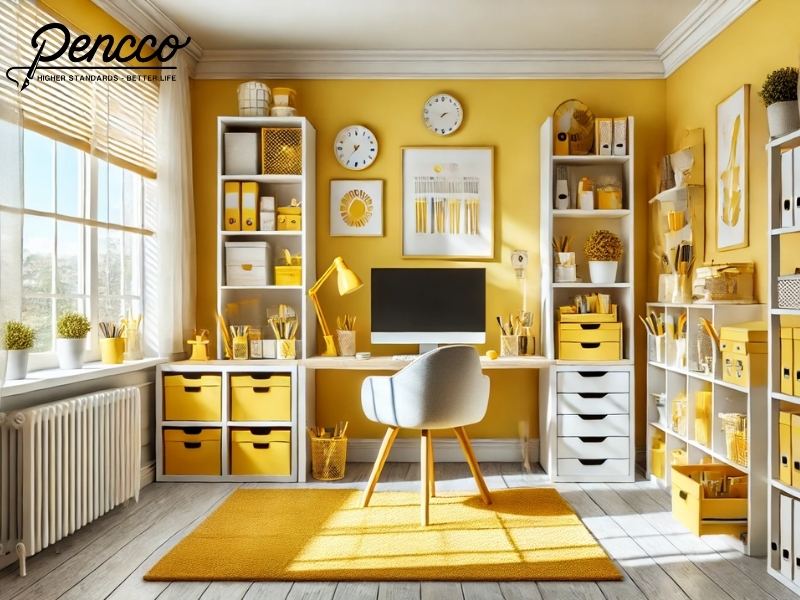 các màu sơn nhà đẹp phòng làm việc vàng