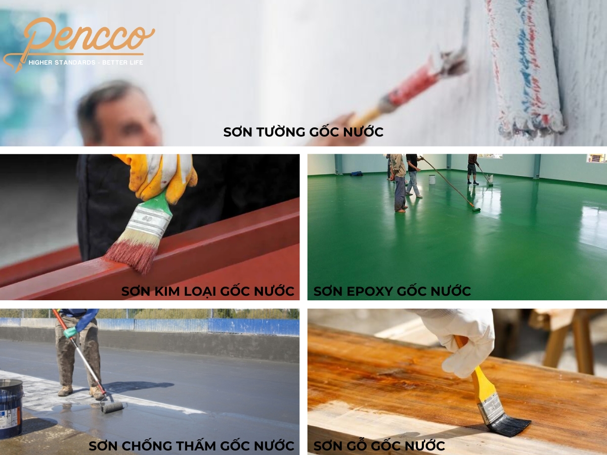 Năm loại sơn gốc nước phổ biến và ứng dụng của chúng.