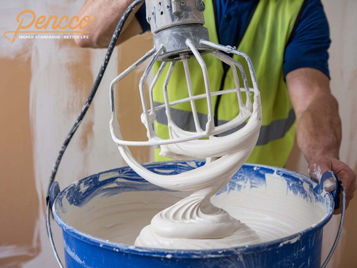 Cách pha bột trét tường bằng máy khuấy