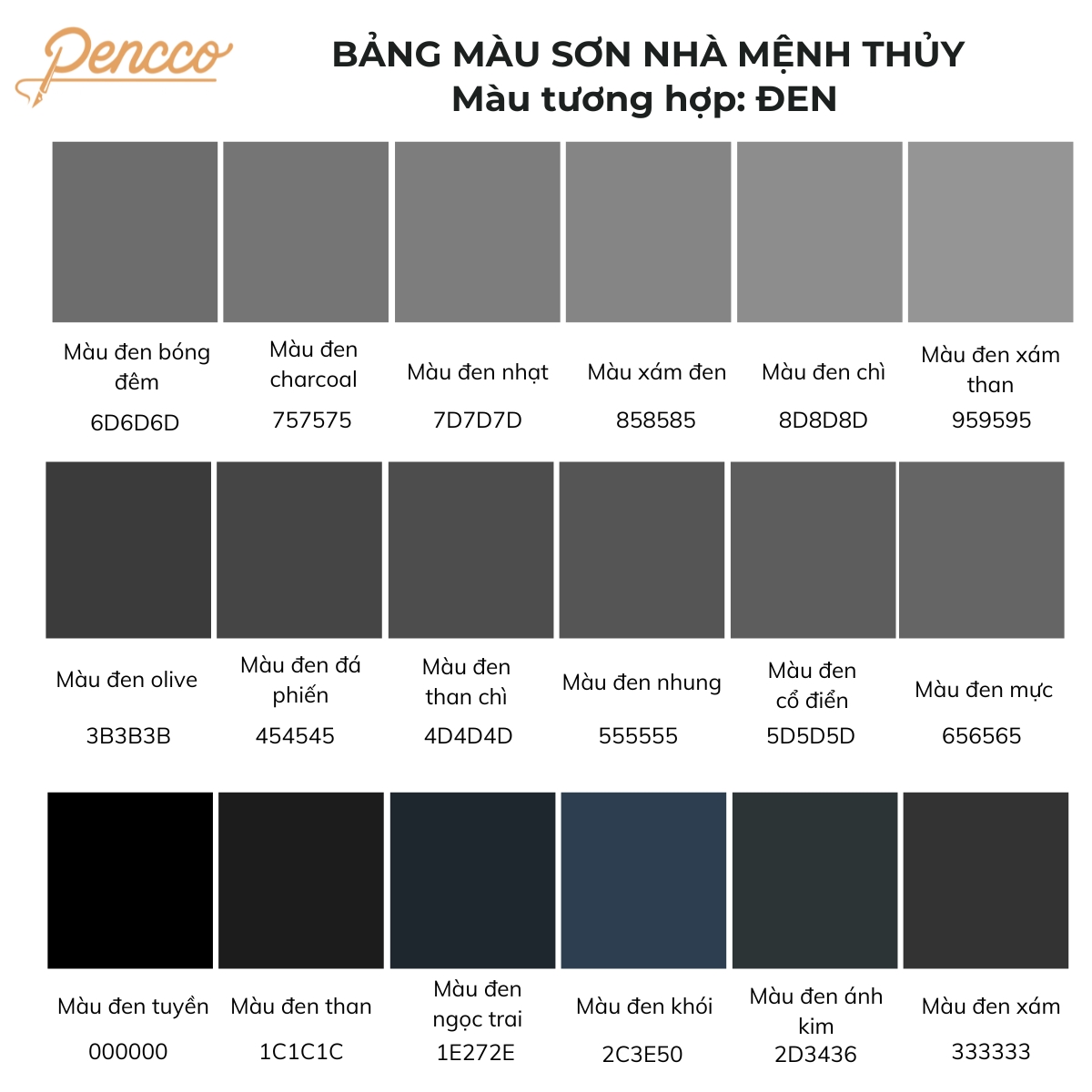 bảng màu sắc hợp mệnh thủy