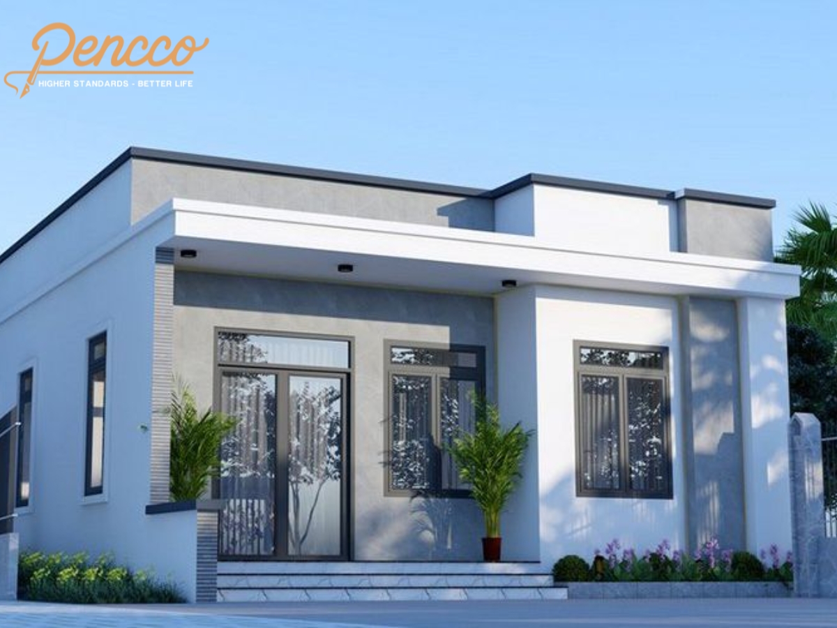 Nhà màu xám mái bằng