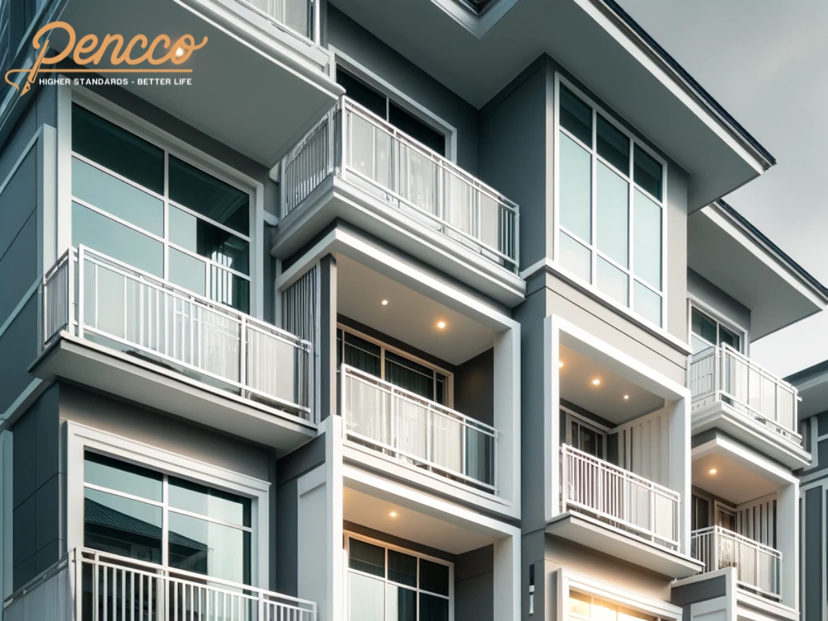 Nhà phố 3 tầng mái Thái xám bạc trắng