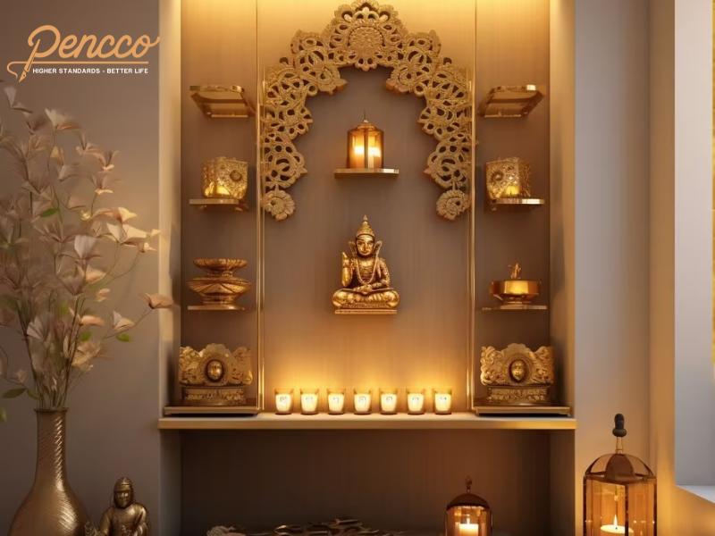 Mẫu sơn phòng thờ màu be