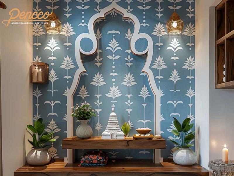 Mẫu sơn phòng thờ màu xanh lam nhạt