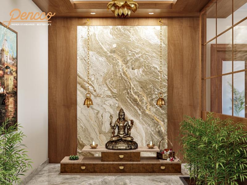 Mẫu sơn phòng thờ màu nâu gỗ