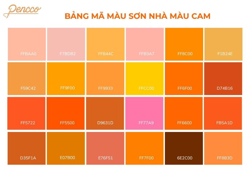 Bảng màu cam phòng ngủ