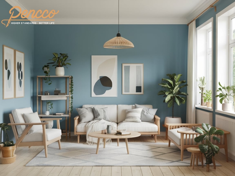 Phòng khách Bắc Âu màu xanh lam Cerulean Blue
