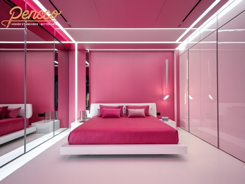 Phòng ngủ thời thượng với màu hồng Fuchsia