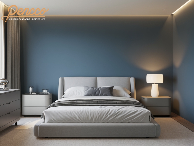 Phòng ngủ hiện đại màu xanh Space Blue